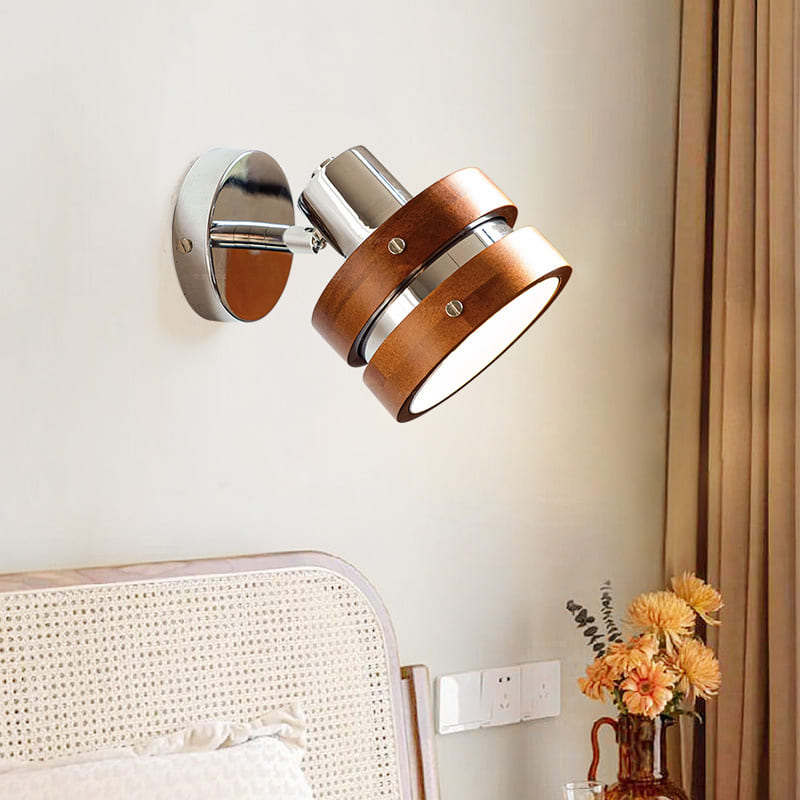 Cozy Nordic wall light on a stair aisle with wood finish