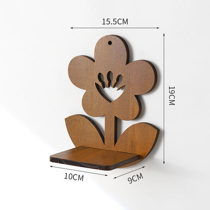 Retro wall shelf with irregular shape and plant vase
