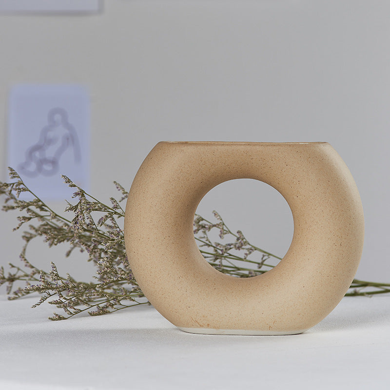 Ceramic Vase with Half Moon Design – Perfect for Office, Home, and Garden Decor