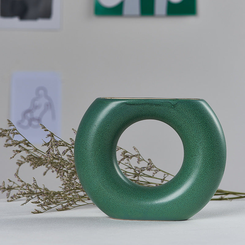 Half Moon Ceramic Vase – Ideal for Home, Office & Balcony Gardens